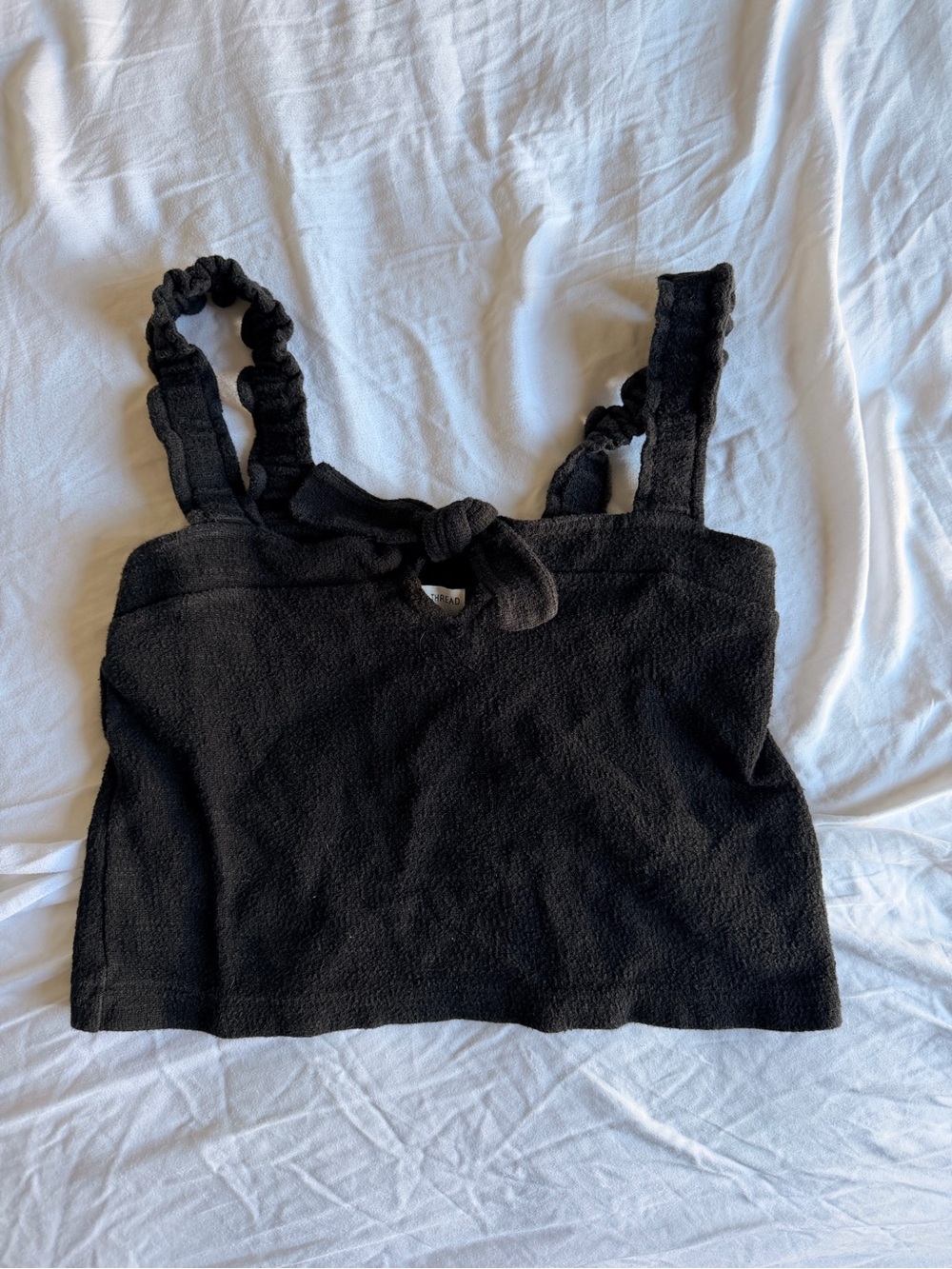 Madewell Black Knot-Front Crop Tank